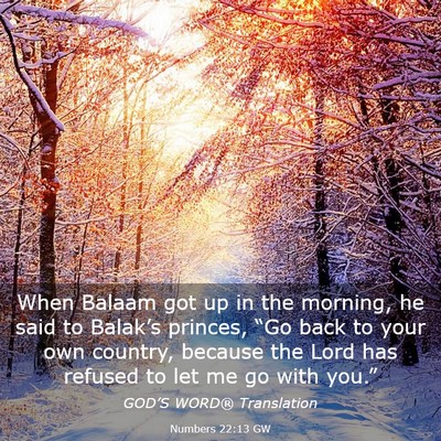 Picture 03 - Numbers 22:13 GW - When Balaam got up in the morning, he said to - Bible Verse Picture