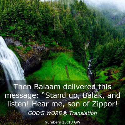 Picture 03 - Numbers 23:18 GW - Then Balaam delivered this message: “Stand up, - Bible Verse Picture