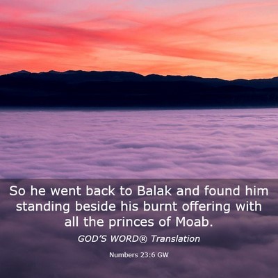 Picture 03 - Numbers 23:6 GW - So he went back to Balak and found him standing - Bible Verse Picture