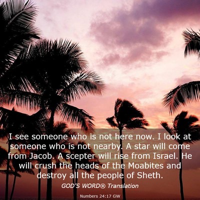 Picture 03 - Numbers 24:17 GW - I see someone who is not here now. I look at - Bible Verse Picture