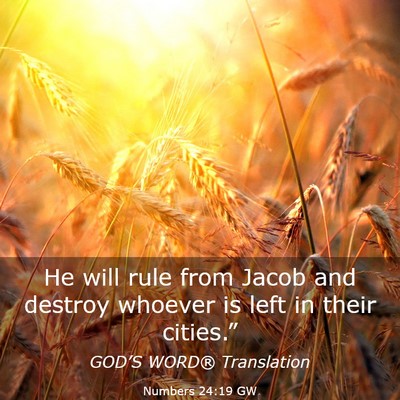 Picture 03 - Numbers 24:19 GW - He will rule from Jacob and destroy whoever is - Bible Verse Picture