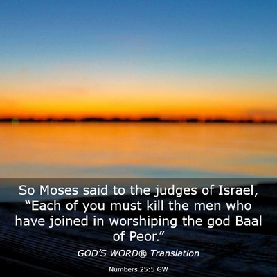 Picture 03 - Numbers 25:5 GW - So Moses said to the judges of Israel, “Each of - Bible Verse Picture