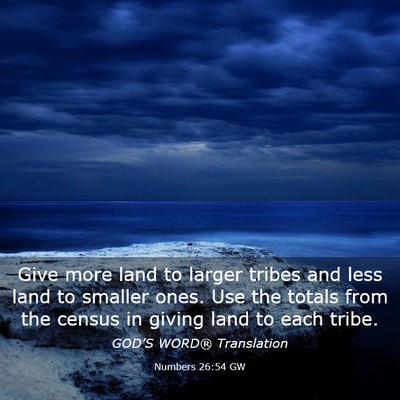 Picture 03 - Numbers 26:54 GW - Give more land to larger tribes and less land to - Bible Verse Picture