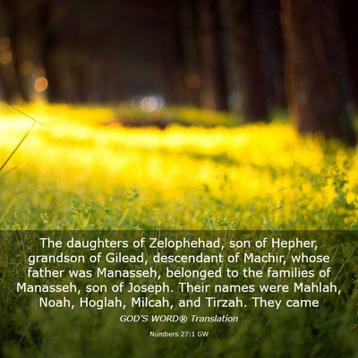 Picture 03 - Numbers 27:1 GW - The daughters of Zelophehad, son of Hepher, - Bible Verse Picture