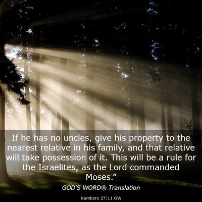 Picture 03 - Numbers 27:11 GW - If he has no uncles, give his property to the - Bible Verse Picture