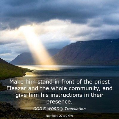 Picture 03 - Numbers 27:19 GW - Make him stand in front of the priest Eleazar and - Bible Verse Picture