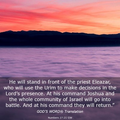 Picture 03 - Numbers 27:21 GW - He will stand in front of the priest Eleazar, who - Bible Verse Picture