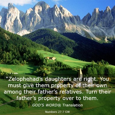 Picture 03 - Numbers 27:7 GW - “Zelophehad’s daughters are right. You must - Bible Verse Picture