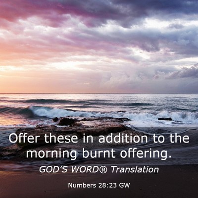 Picture 03 - Numbers 28:23 GW - Offer these in addition to the morning burnt - Bible Verse Picture