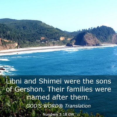 Picture 03 - Numbers 3:18 GW - Libni and Shimei were the sons of Gershon. Their - Bible Verse Picture