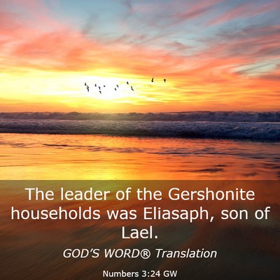 Picture 03 - Numbers 3:24 GW - The leader of the Gershonite households was - Bible Verse Picture
