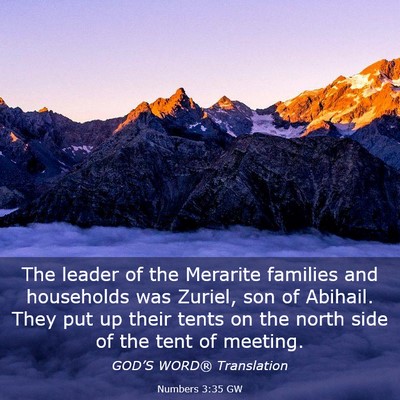 Picture 03 - Numbers 3:35 GW - The leader of the Merarite families and - Bible Verse Picture