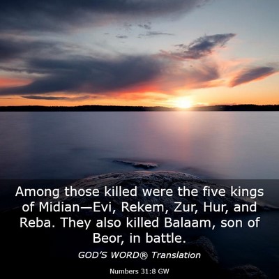 Picture 03 - Numbers 31:8 GW - Among those killed were the five kings of - Bible Verse Picture
