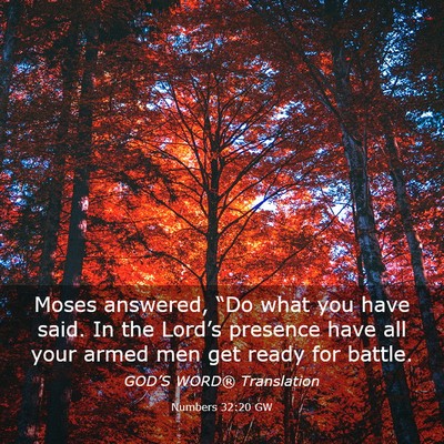 Picture 03 - Numbers 32:20 GW - Moses answered, “Do what you have said. In the - Bible Verse Picture