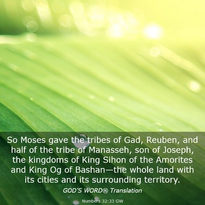 Picture 03 - Numbers 32:33 GW - So Moses gave the tribes of Gad, Reuben, and half - Bible Verse Picture