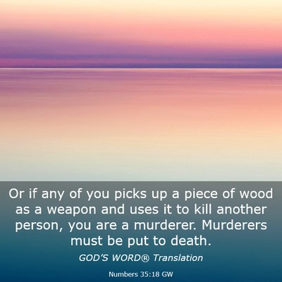 Picture 03 - Numbers 35:18 GW - Or if any of you picks up a piece of wood as a - Bible Verse Picture