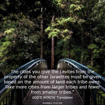 Picture 03 - Numbers 35:8 GW - The cities you give the Levites from the property - Bible Verse Picture