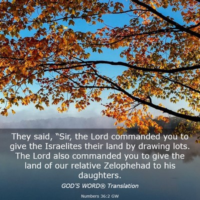 Picture 03 - Numbers 36:2 GW - They said, “Sir, the Lord commanded you to give - Bible Verse Picture