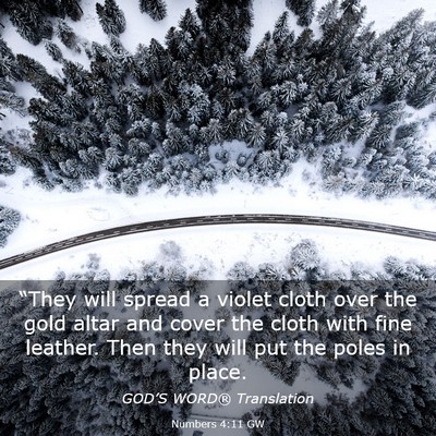 Picture 03 - Numbers 4:11 GW - “They will spread a violet cloth over the gold - Bible Verse Picture