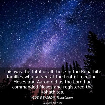 Picture 03 - Numbers 4:37 GW - This was the total of all those in the Kohathite - Bible Verse Picture