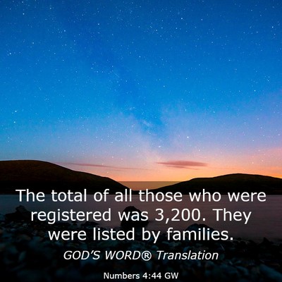 Picture 03 - Numbers 4:44 GW - The total of all those who were registered was - Bible Verse Picture