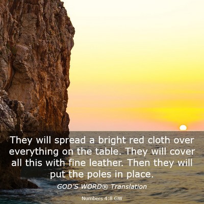 Picture 03 - Numbers 4:8 GW - They will spread a bright red cloth over - Bible Verse Picture