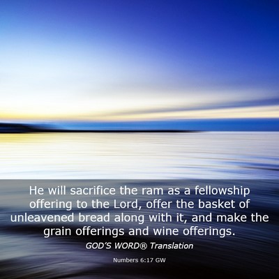 Picture 03 - Numbers 6:17 GW - He will sacrifice the ram as a fellowship - Bible Verse Picture