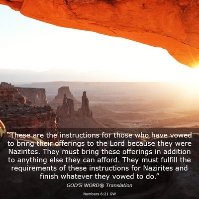 Picture 03 - Numbers 6:21 GW - “These are the instructions for those who have - Bible Verse Picture