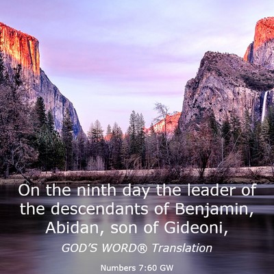 Picture 03 - Numbers 7:60 GW - On the ninth day the leader of the descendants of - Bible Verse Picture