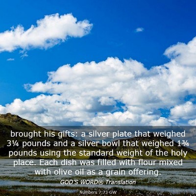 Picture 03 - Numbers 7:73 GW - brought his gifts: a silver plate that weighed - Bible Verse Picture