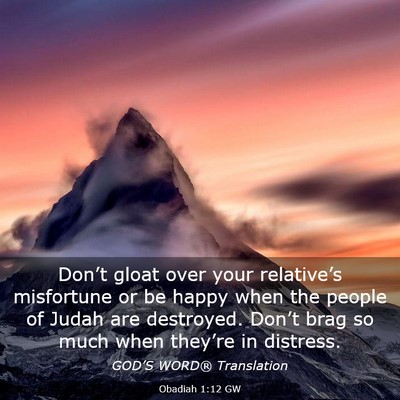 Picture 03 - Obadiah 1:12 GW - Don’t gloat over your relative’s misfortune - Bible Verse Picture