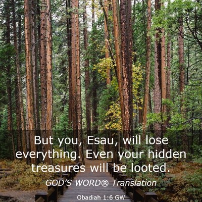 Picture 03 - Obadiah 1:6 GW - But you, Esau, will lose everything. Even your - Bible Verse Picture