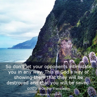 Picture 03 - Philippians 1:28 GW - So don’t let your opponents intimidate you in - Bible Verse Picture