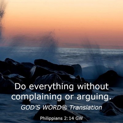 Picture 03 - Philippians 2:14 GW - Do everything without complaining or - Bible Verse Picture