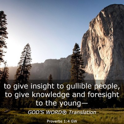 Picture 03 - Proverbs 1:4 GW - to give insight to gullible people, to give - Bible Verse Picture