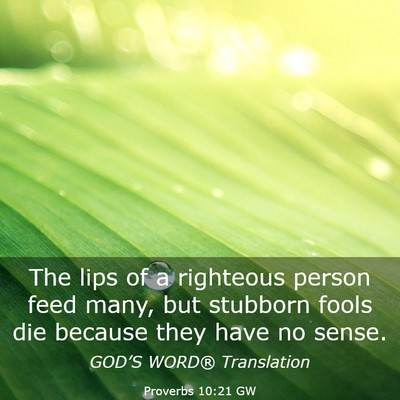 Picture 03 - Proverbs 10:21 GW - The lips of a righteous person feed many, but - Bible Verse Picture