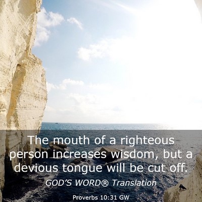 Picture 03 - Proverbs 10:31 GW - The mouth of a righteous person increases wisdom, - Bible Verse Picture