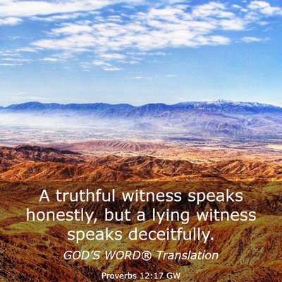 Picture 03 - Proverbs 12:17 GW - A truthful witness speaks honestly, but a lying - Bible Verse Picture