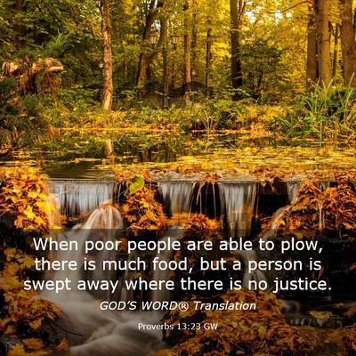 Picture 03 - Proverbs 13:23 GW - When poor people are able to plow, there is much - Bible Verse Picture