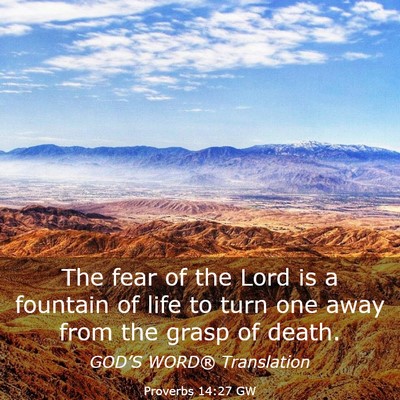 Picture 03 - Proverbs 14:27 GW - The fear of the Lord is a fountain of life to - Bible Verse Picture