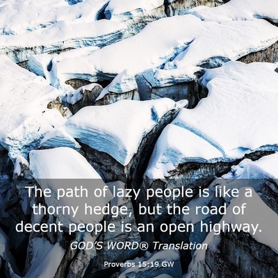 Picture 03 - Proverbs 15:19 GW - The path of lazy people is like a thorny hedge, - Bible Verse Picture