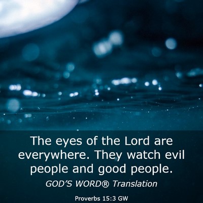 Picture 03 - Proverbs 15:3 GW - The eyes of the Lord are everywhere. They watch - Bible Verse Picture