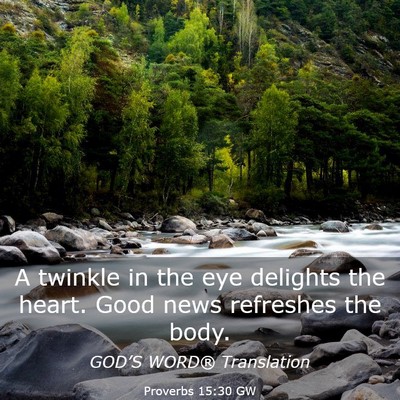 Picture 03 - Proverbs 15:30 GW - A twinkle in the eye delights the heart. Good - Bible Verse Picture