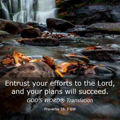 Picture 03 - Proverbs 16:3 GW - Entrust your efforts to the Lord, and your plans - Bible Verse Picture