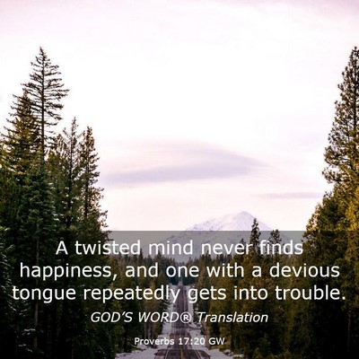 Picture 03 - Proverbs 17:20 GW - A twisted mind never finds happiness, and one - Bible Verse Picture