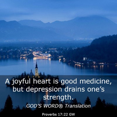 Picture 03 - Proverbs 17:22 GW - A joyful heart is good medicine, but depression - Bible Verse Picture