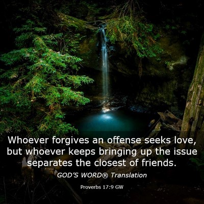 Picture 03 - Proverbs 17:9 GW - Whoever forgives an offense seeks love, but - Bible Verse Picture