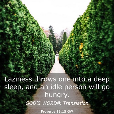 Picture 03 - Proverbs 19:15 GW - Laziness throws one into a deep sleep, and an - Bible Verse Picture