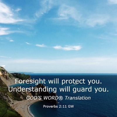 Picture 03 - Proverbs 2:11 GW - Foresight will protect you. Understanding will - Bible Verse Picture