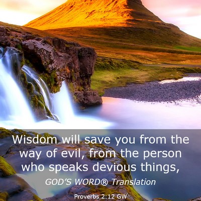 Picture 03 - Proverbs 2:12 GW - Wisdom will save you from the way of evil, from - Bible Verse Picture